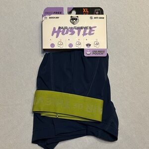 NWT, Pair of Thieves, Dark Blue Boxer Briefs with Bright Green Waistband, XL